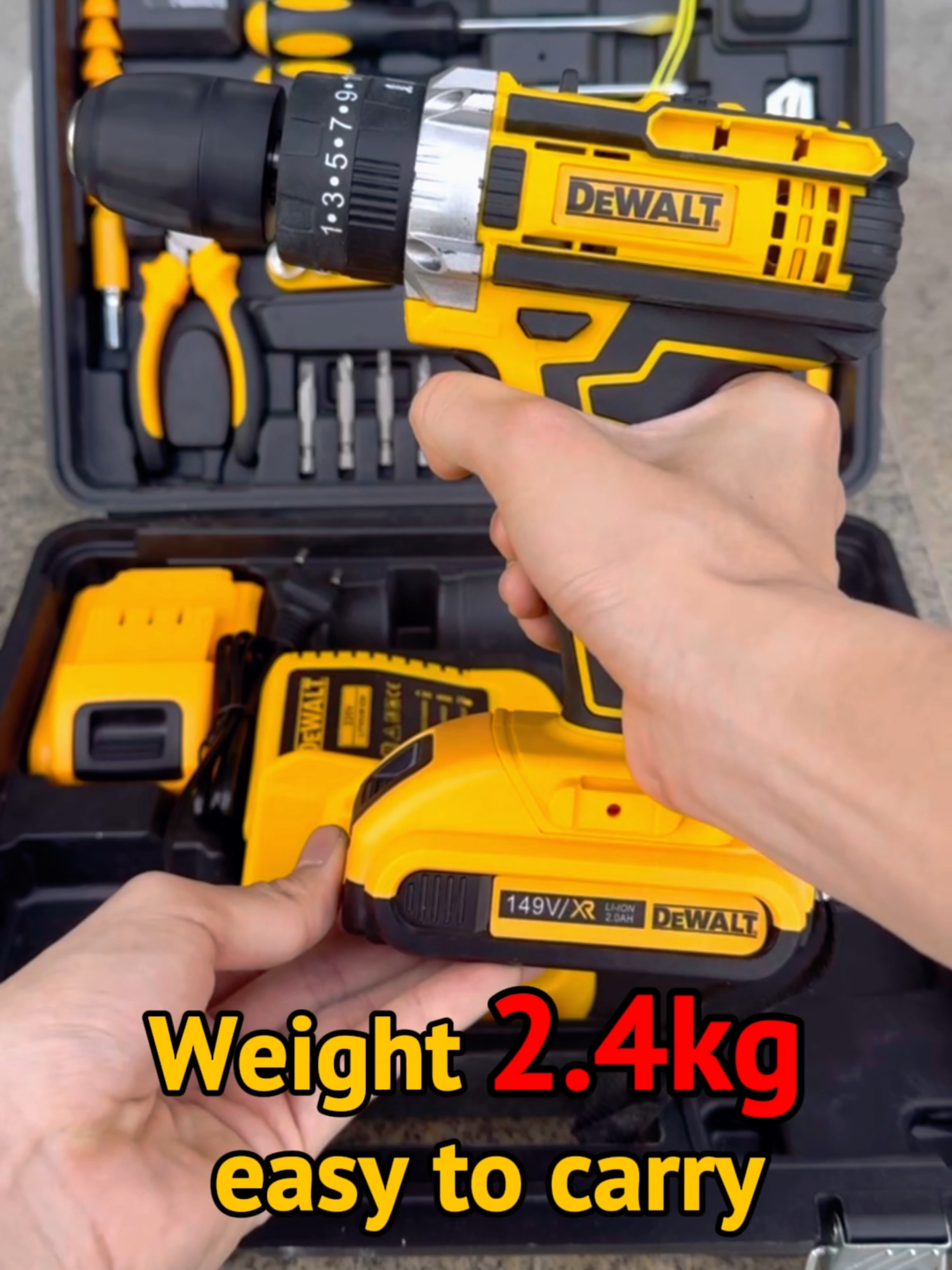 #DeWalt #149V #Impact #CordlessDrill #HandDrill 2 #Battery 1 Charger 30 PCS Set Battery #Screwdriver #powertools #milwaukee  #tools #rechargeable  #drill #impactdrill