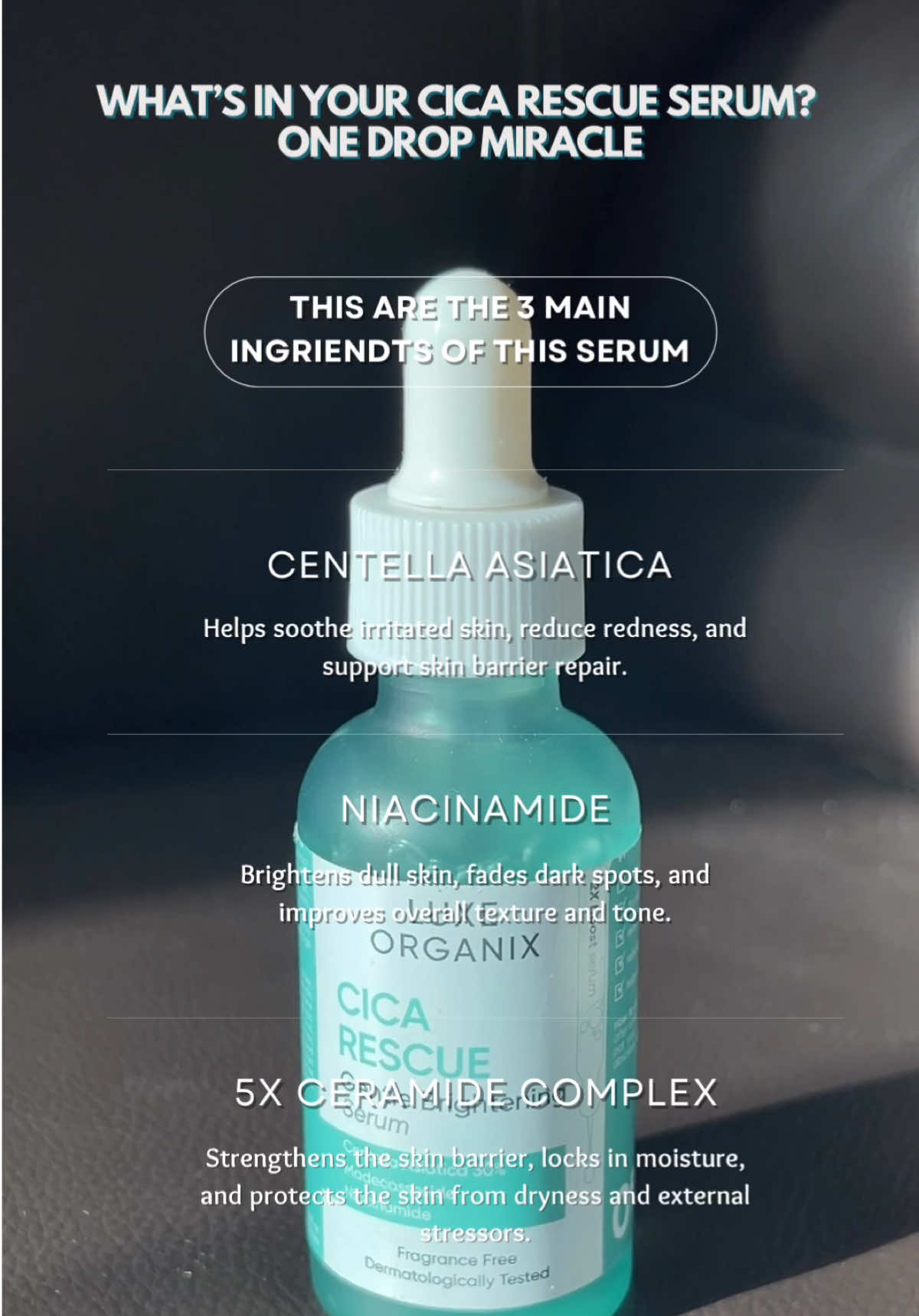 Calm, brighten, and protect—all in one bottle 🌿 Formulated with Centella Asiatica to soothe, Niacinamide to brighten, and 5x Ceramide Complex to strengthen your skin barrier. Gentle care, visible glow ✨ #luxeorganixph #serum #luxeorganix #cicarescue #skincare 