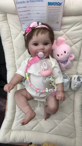 Bebê Reborn Boneca Silicone Pintado Menina Realista 48cm Original Olhos Castanhos
