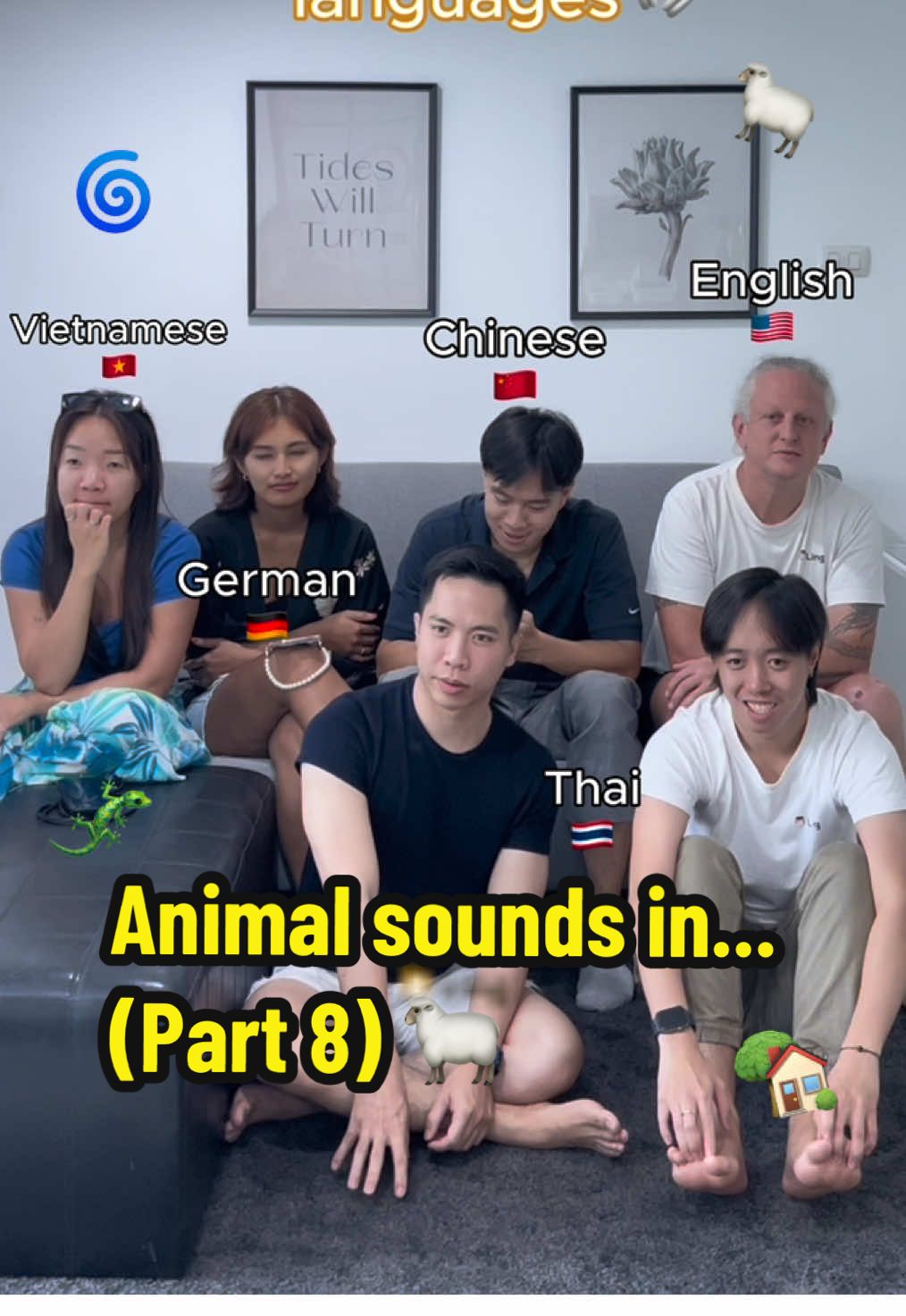 Part 8: Animal sounds in different languages 🇻🇳🇩🇪🇨🇳🇺🇸🇹🇭 (Vietnamese, German, Chinese, English, and Thai) #linglearnlanguages #languages #differentlanguages #languagechallenge #animalsounds 