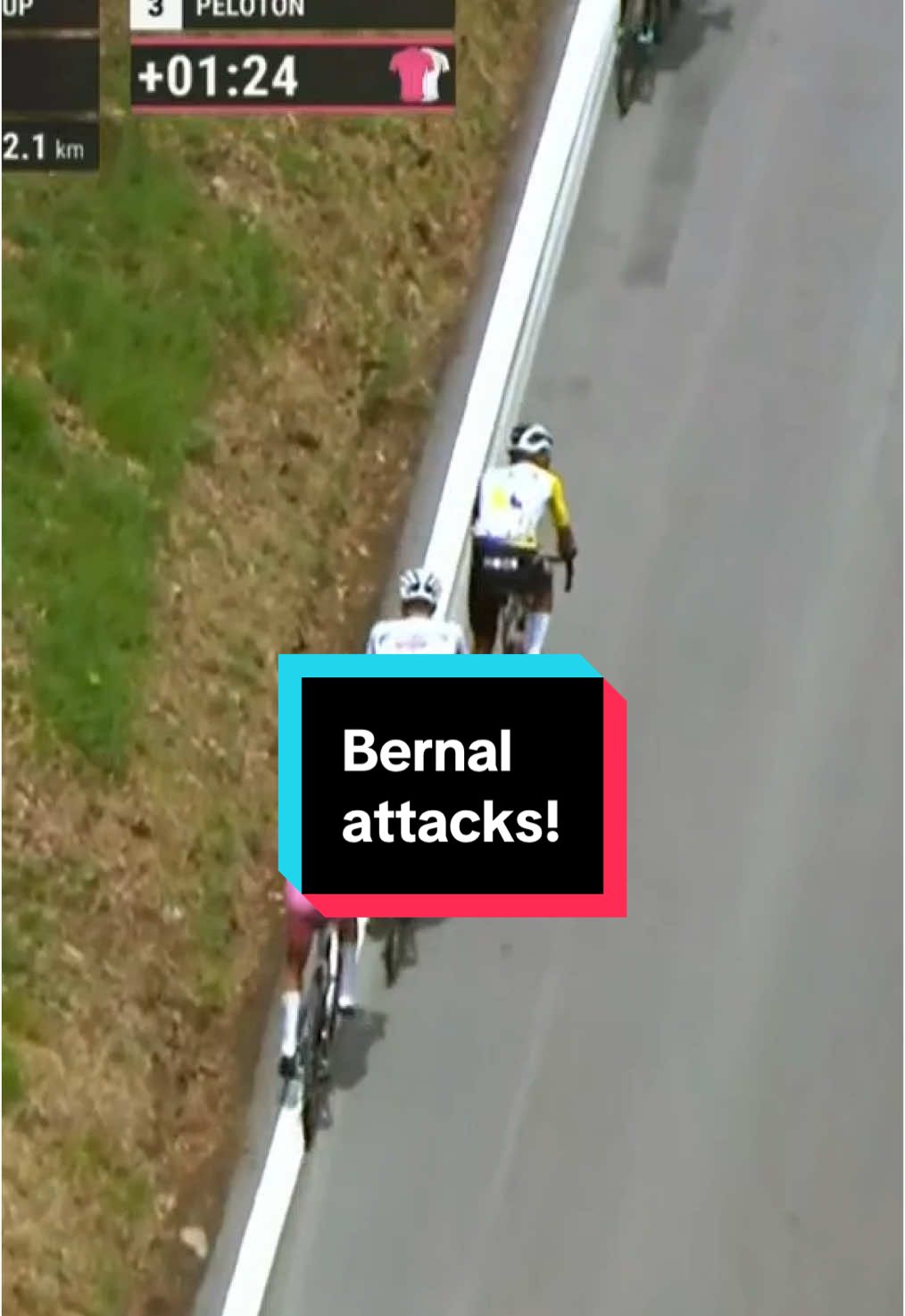 Bernal launches a move! The Colombian is immediately marked by the UAE duo of Del Toro and Ayuso 👀  #cycling #roadcycling #giro