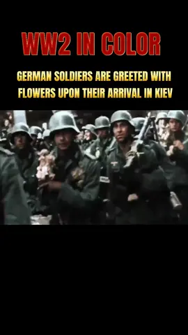 The entry of German troops into Kiev in September 1941 was met by some segments of the population with flowers and applause, driven by discontent with the Soviet regime and the hope for change after years of repression and hardship. #ww2 #ww2history  #worldwar2history #ww2footage #ww2edits #worldwartwo #military #fyp #easternfront 