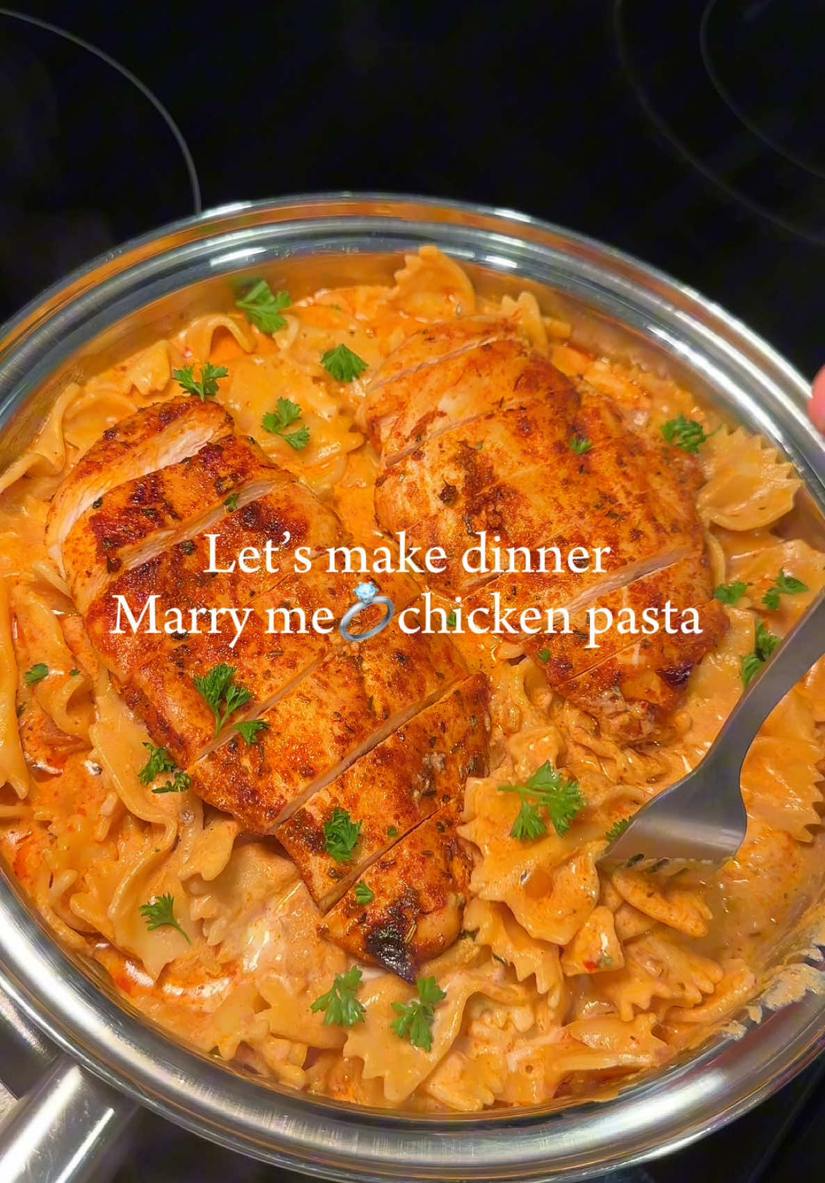 Let’s make marry me 💍chicken pasta ❣️ Recipe:  **For chicken Smoked paprika  Cayenne pepper  Garlic powder  Chicken bouillon  Black pepper  Italian seasoning  Avocado oil  **For pasta  Butter  Diced onions  Sun dried tomatoes  Tomato paste  Pasta water  Heavy cream  Baby spinach  Spices listed on the screen  Cooked pasta  #marrymechicken #chickenrecipe #foryoupage #pasta #creatorsearchinsights #fypシ゚viral #DinnerIdeas #EasyRecipes 
