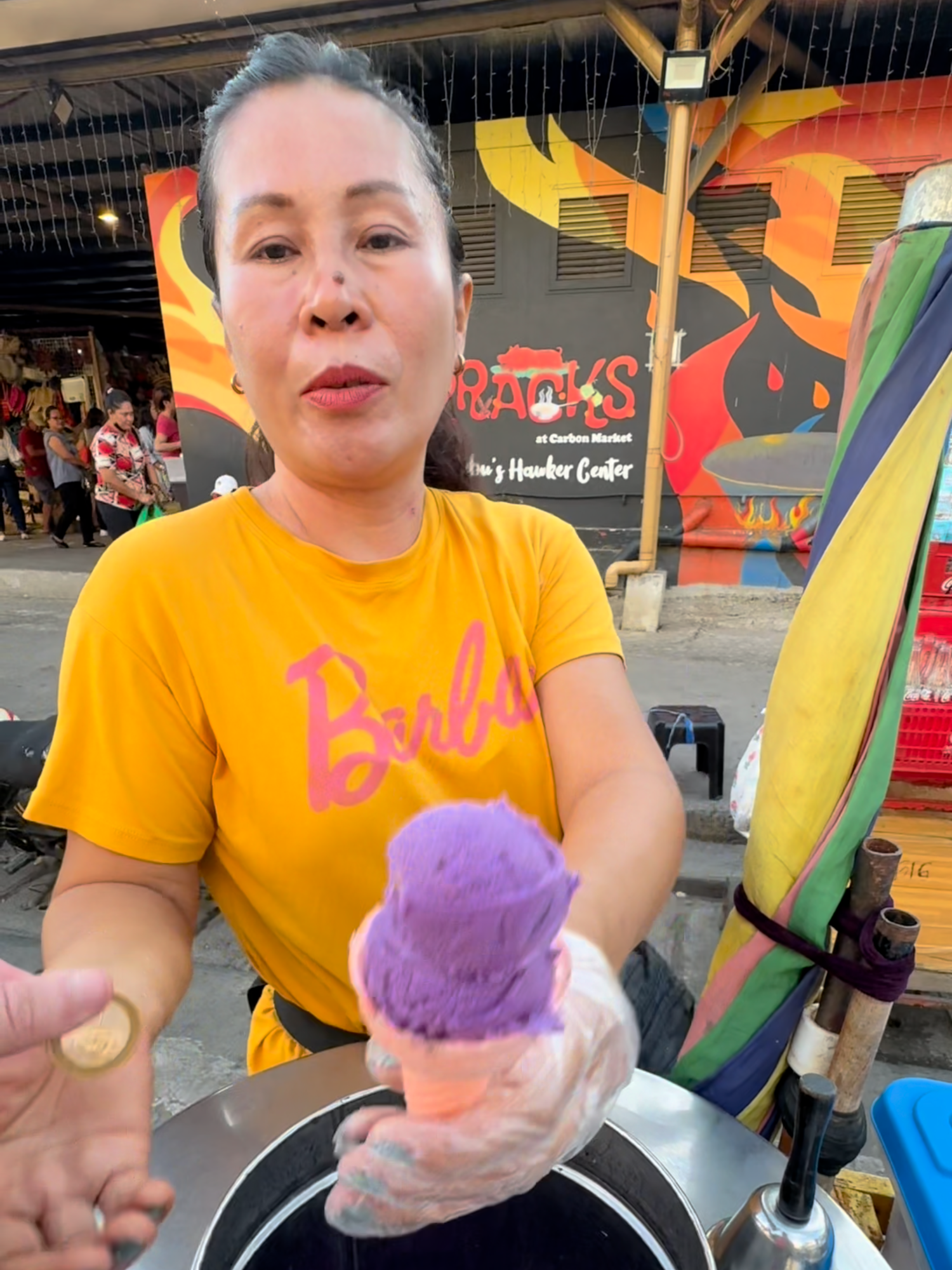 $0.35 dirty ice cream (ube) 👾 #streetfood #food #usa #foodreview