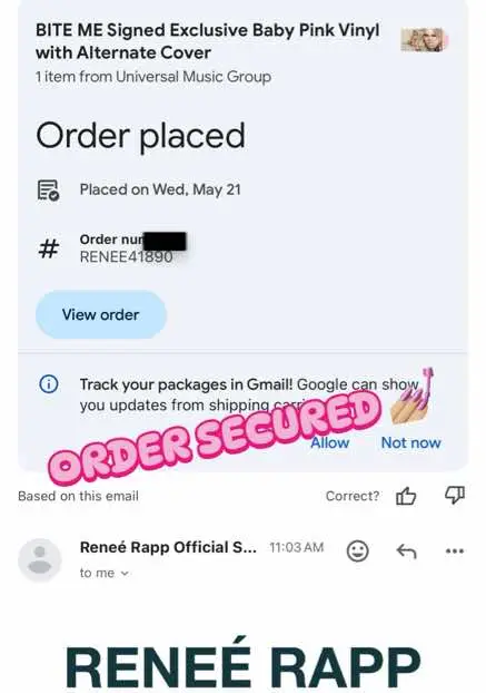 Not expecting this drop today, but I’m excited I was able to snag a copy @reneé 🥹 #reneerapp #biteme #reneerappbiteme #reneerapvinyl #reneerapsignedvinyl #signedvinyl #reneerapleavemealone #reneerappalbum 