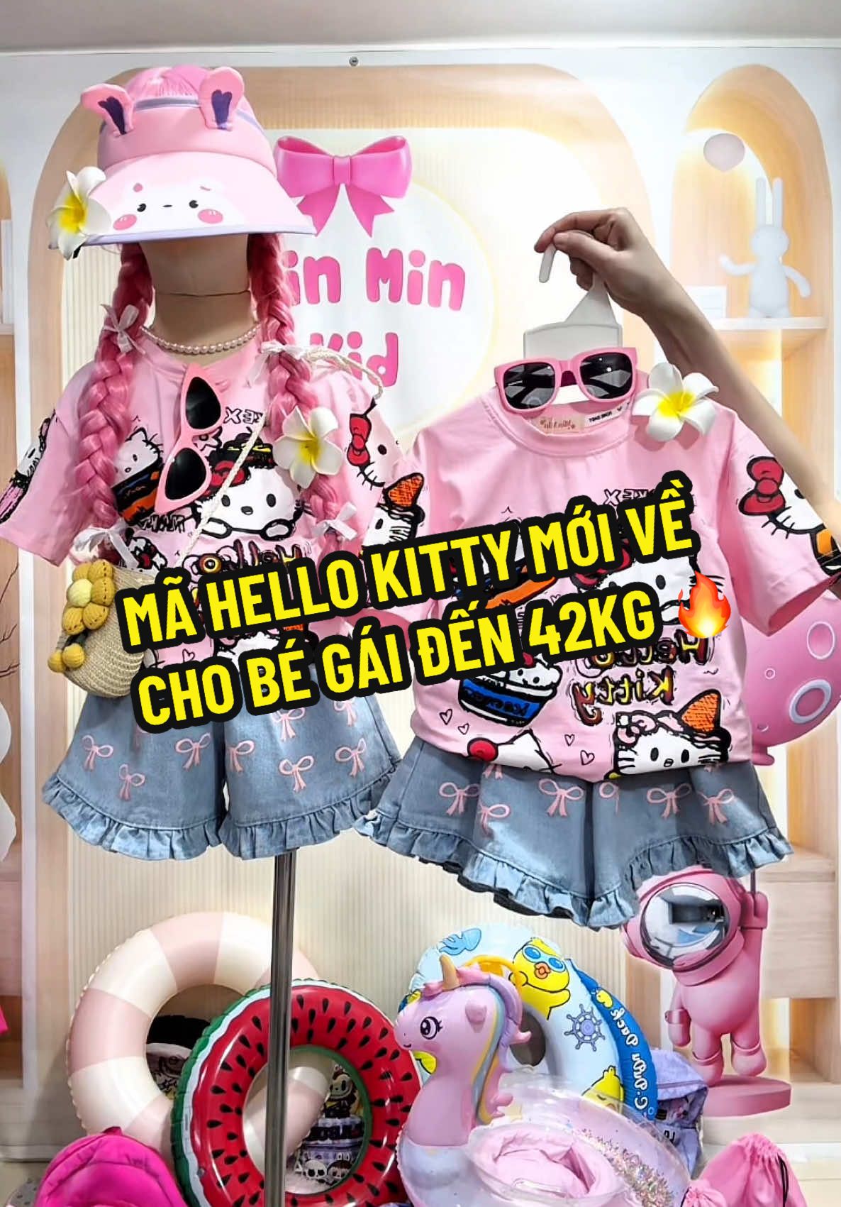 SET JEAN NƠ HELLO KITTY MỚI CẬP BẾN NHÀ MIN MIN KID ĐẾN TẬN 42KG CHO BÉ GÁI ĐÂY Ạ 🔥 #minminkid#dđoibien#thoitrangtreem#aothunchobe#creatorsearchinsights#hellokitty#trendy#aohellokitty#jeanchobe#