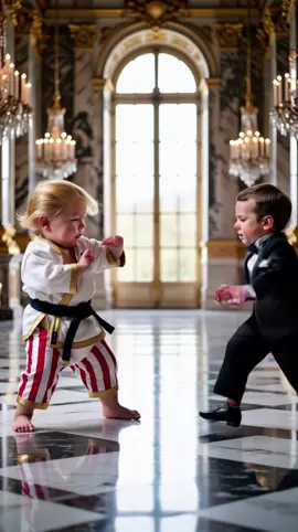 Kung Fu baby keeping up foreign relations.  #fyp #baby #kungfu #kawaii #cute #funny #ai #aivideo #bebe #aibaby 