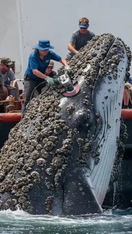 Rescue Teams Help Remove Barnacles from Whales #MarineLife #asmr #fyp