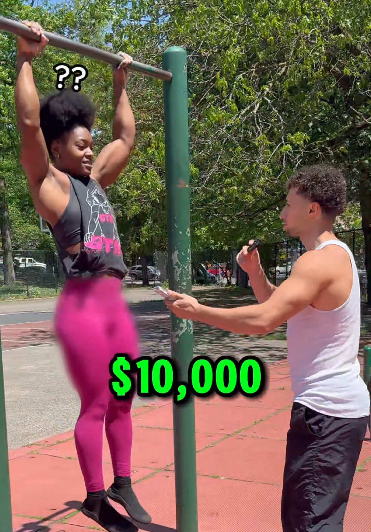 Can she do more muscle ups for $10,000💪🏽⁉️ #gym #viral #challenge #trend #fitnesschallenge #winmoney #money #win #mrbeast #calisthenics #muscleups #strong #stronggirl #natty @queenofgainz 