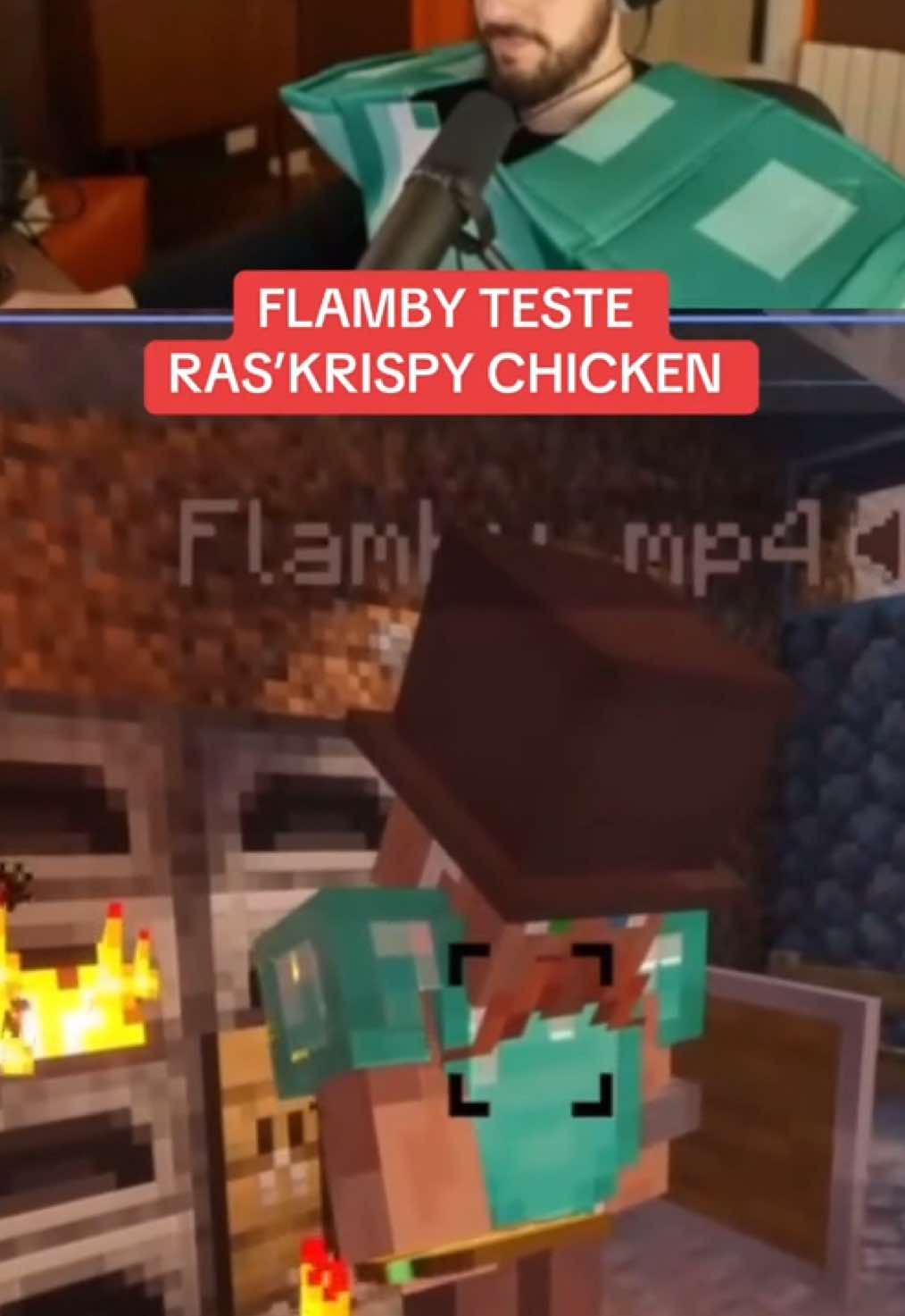 @Flamby teste notre burger au fromage 🧀🐓 Twitch: RASKA_yt #crazytown #raska #raskrispychicken #twitch #Minecraft #flamby 