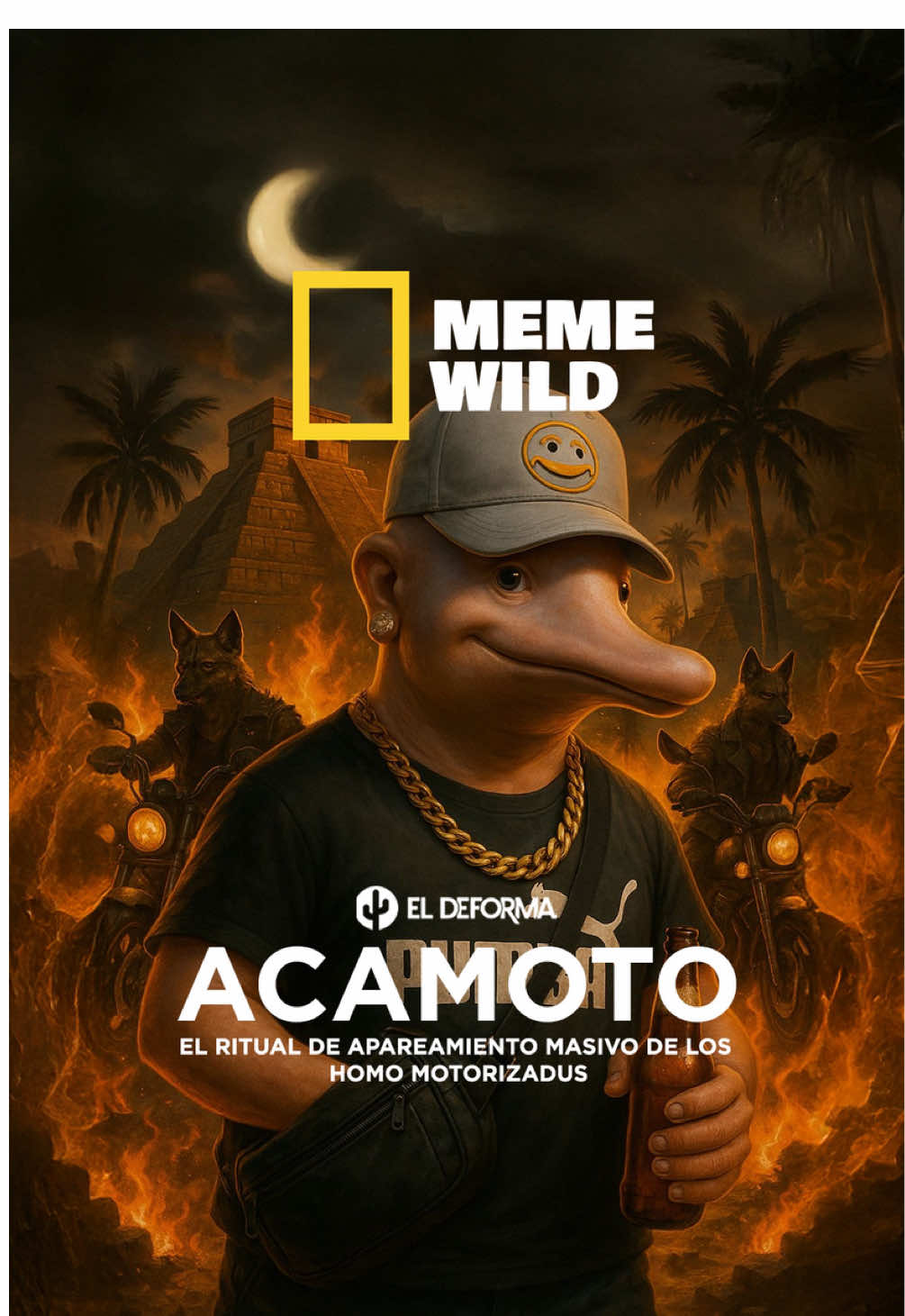 Acamoto: El ritual de apareamiento masivo de los Homo Motorizadus. 🛵🦈🏖️ #memes #humor #acamoto #eldeforma