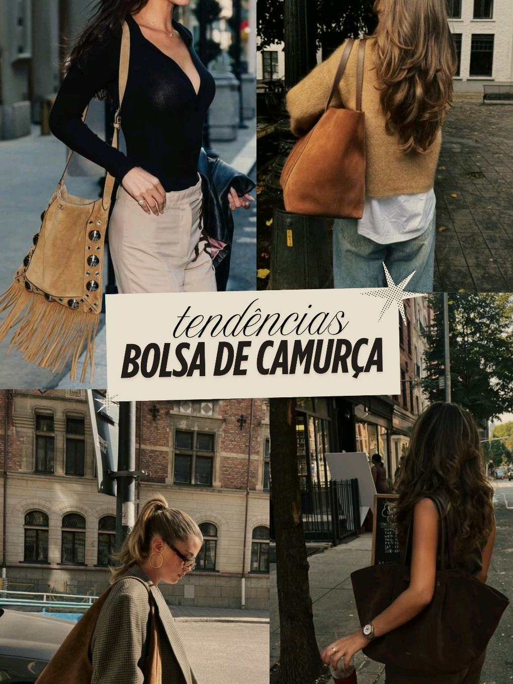 Ela voltou, e voltou com força! 🤎 A bolsa de camurça tá dominando os looks mais estilosos do outono — e a vibe é tudo: boho chic, elegante e despretensiosa. Do tipo que transforma qualquer produção básica em algo com personalidade. ✨💛 . #bolsa #bolsas #bolsadecamurça #suedebag #moda #feminino #mundodamoda #fashion #bellahadid #trend #tendencia #fyp #foryoupage #dicas #fashionweek 
