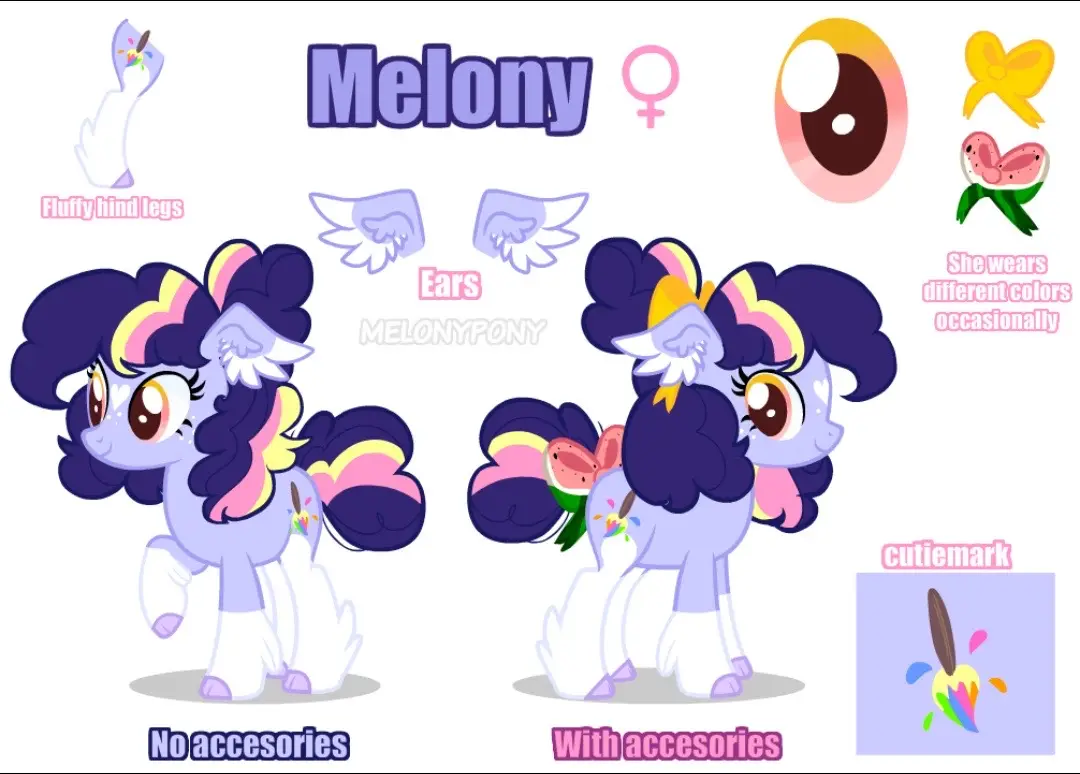 Melony Reference + a bit of lore where she came from! Poor thing didn’t have the best upbringing in a laboratory with other hybrids😭 if you all want more Melony content, just say so! 🌸 #mlp #oc #mlpfim #mylittlepony #melonypony #mlpoc 