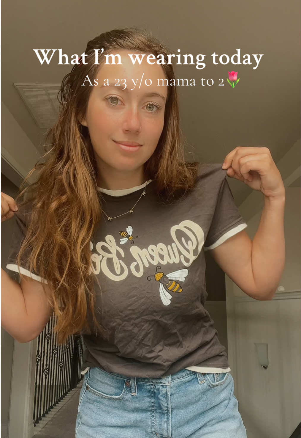 Summer style for chasing a toddler and almost toddler—chaos, but make it cute!! 🐝🌤️💛🌻 #CrunchyMom #SummerWithLittles #MamaOfTwo #ToddlerDays #MindfulMotherhood #OOTDMama #RootedMama #SlowLivingMama 