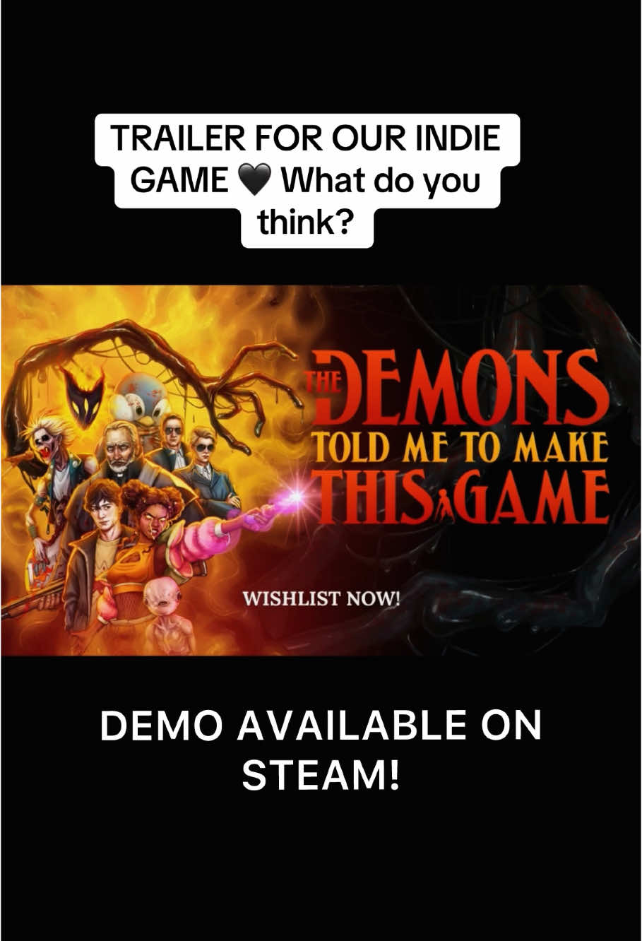 What do you think of our trailer? Demo for “The Demons Told Me To Make This Game” is already out 🖤 #horrorgames #horrorgame #indiegames #indiegaming #GamerGirl #visualnovelgame #gametrailer 
