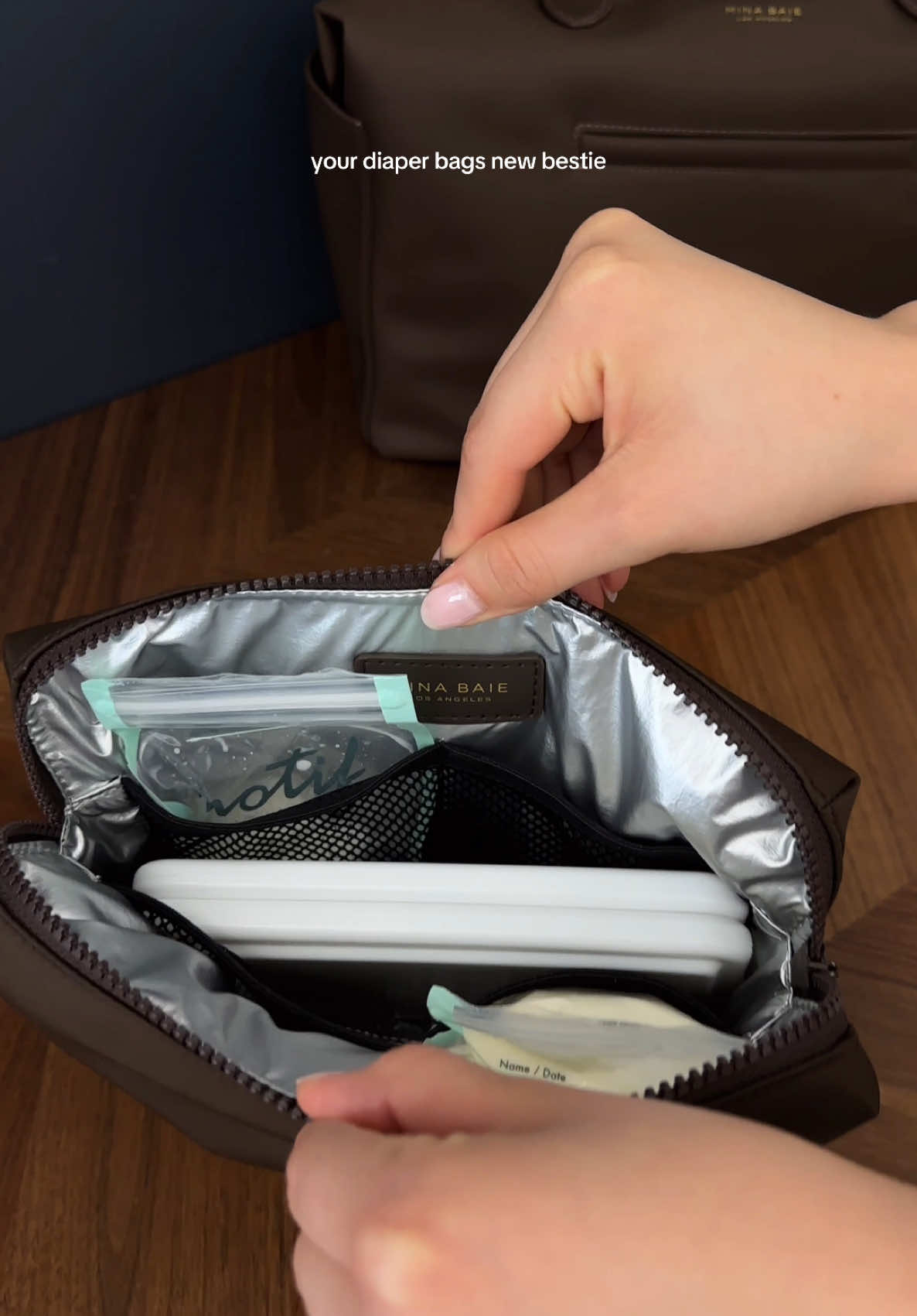 This one is for the pumping moms! Introducing Piper Pouch - a convenient way to store your milk (and snacks) while on the go! 🍼 Drops 5/28 • 3pm pst ✨ #minabaie #diaperbag #pumpingmom #virall 