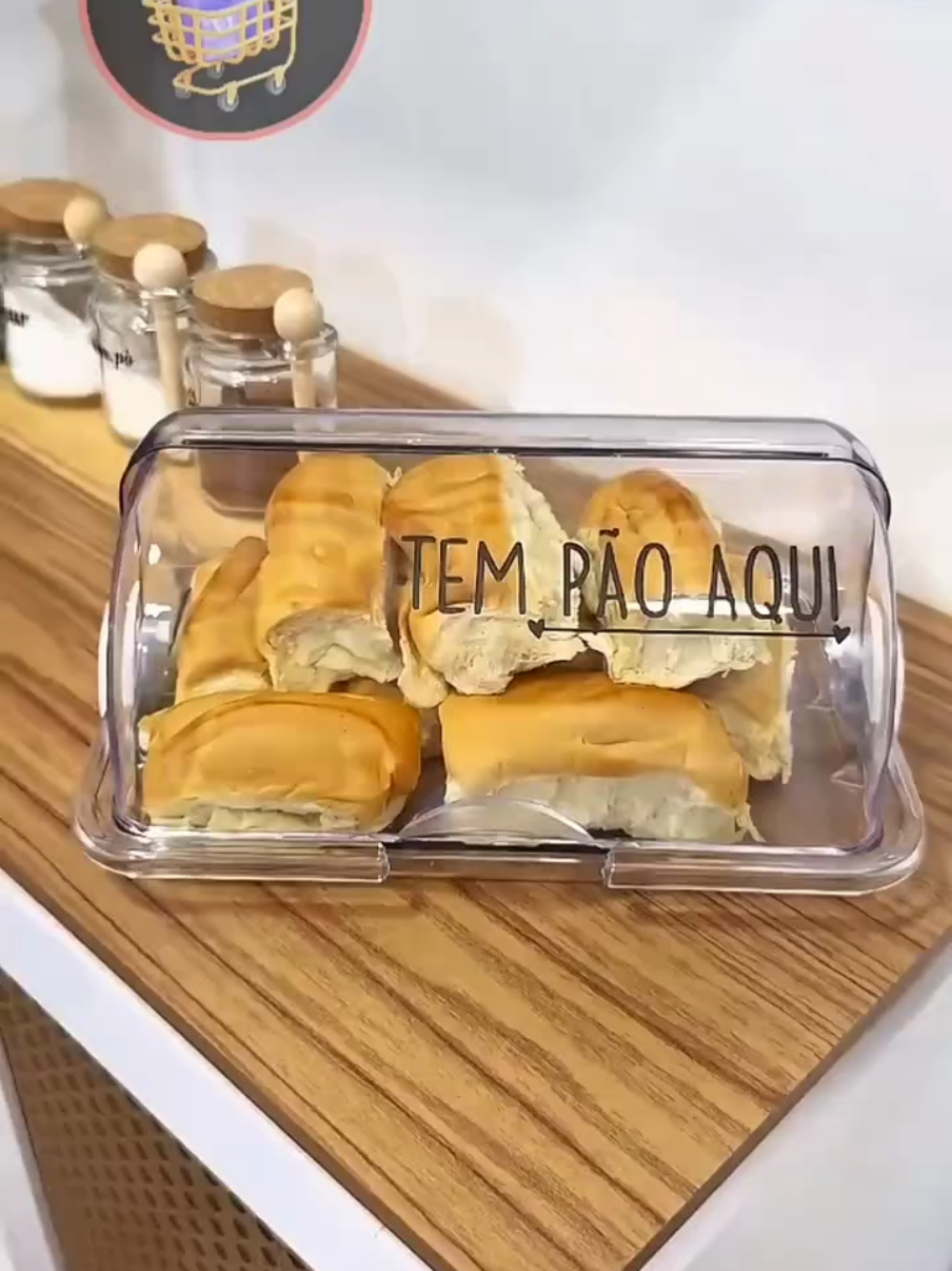 Conheça esse incrível Porta Pão Cristal Com Tampa Articulável. #portapão #tiktokshopchegou #tiktokshop #tiktokshopbrasil 
