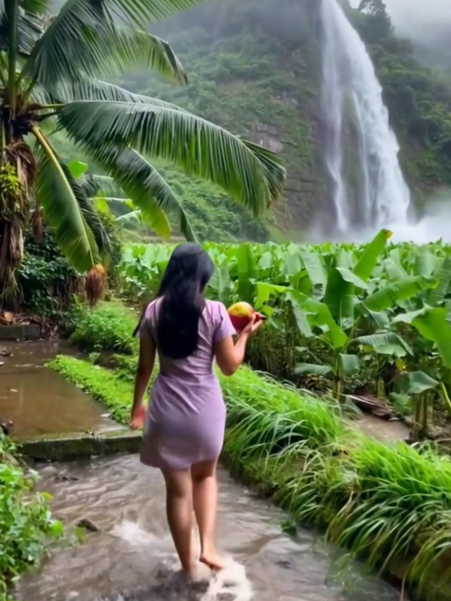 Pemandangan air terjun dari kejauhan #waterfall #rain#rain #beautiful
