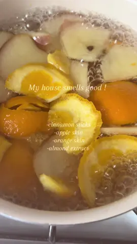 A creator posted a video asking what do we use to make our house smell good & someone commented these ingredients (i added the almond extract) so i had to try & my house smells really good 💗 #smellsgood #homemade #fragrance #naturalfragrance 