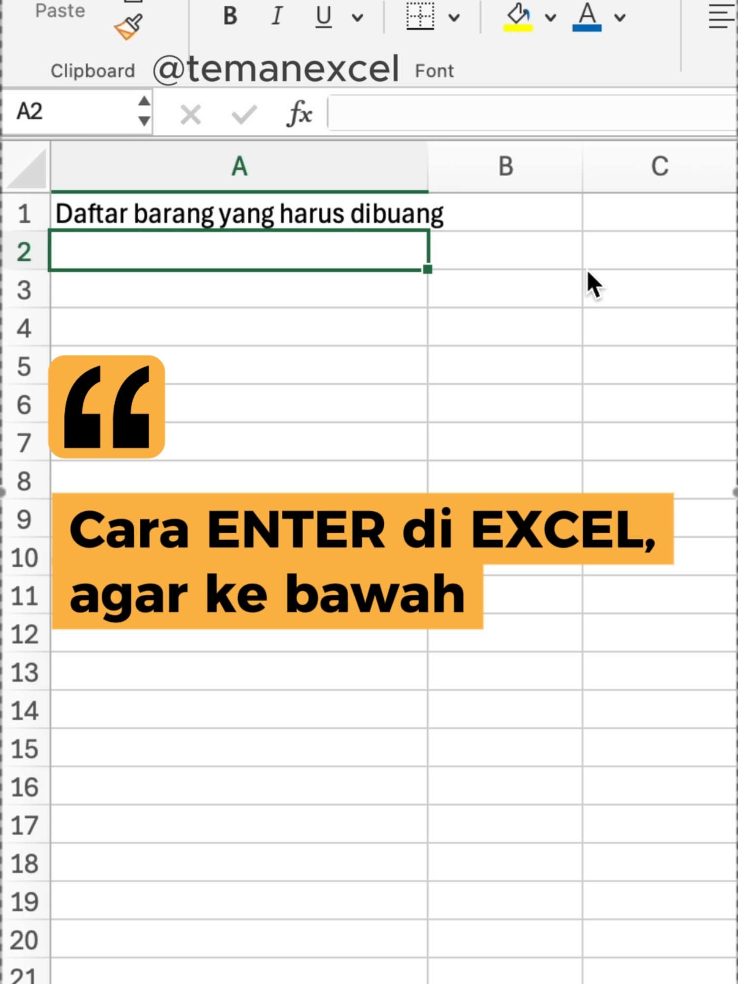 💡Cara enter di excel agar kebawah !!! Tonton Video ini biar tau caranya. Jangan lupa follow akun ini untuk mendapat tips lainnya #tipsexcel #excelpemula #belajarexcel #belajarexcelpemula #temanexcel #caramudah