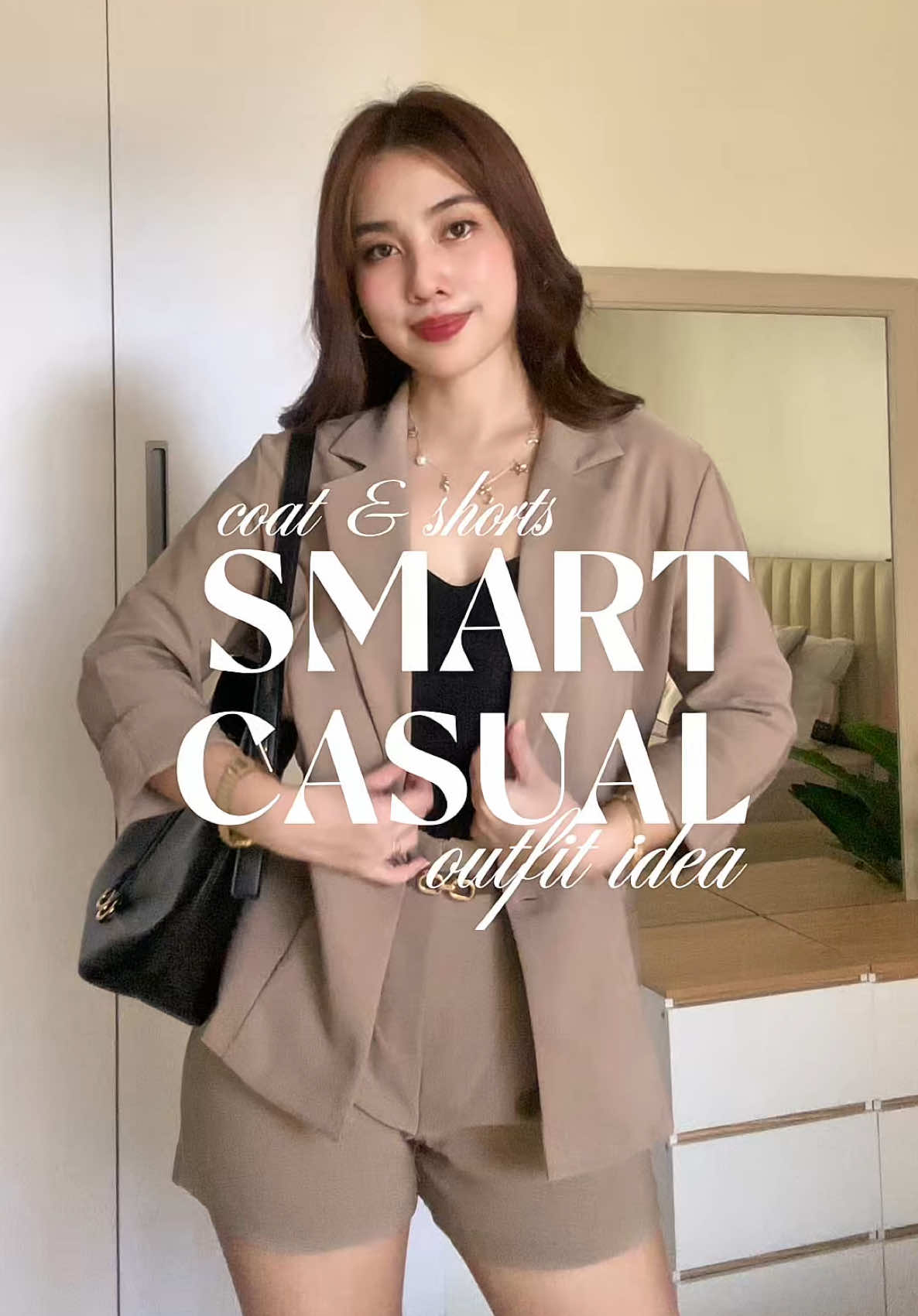blazer coat & trouser shorts outfit idea for a smart casual look✨ #smartcasual #outfitideas #blazercoat #coat #trousershorts #titaoutfits #fashiontiktok #styleinspo 