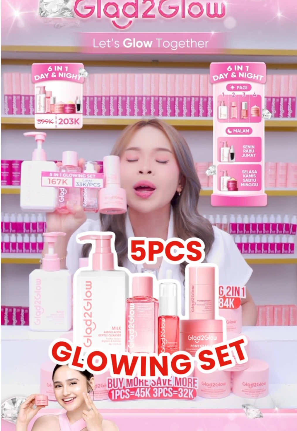 ❤️GLAD2GLOW PAYDAY SALE! Promo GONG emang semantul ini! 🥰🤑 Kamu mau kan glowing dengan modal cuan?! 😝 Makanya cobain SET 5pcs Glowing dari G2G ya! Cuss checkout di TikTok live 💖 #G2G #Glad2glowpromo #paydaysale #5pcsGlowingSet #skincareviral #kulitkusam #mencerahkan #glowingskin #brightening #niacinamide #alphaarbutin #G2G5pcs  
