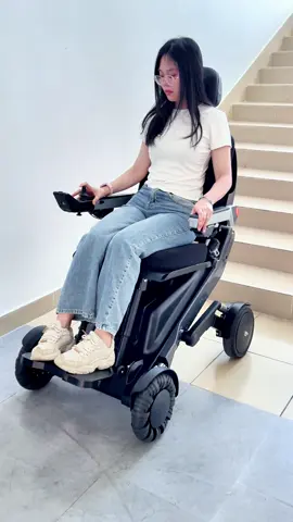 Conquer all kinds of indoor and outdoor stairs.  #xsto #xstox12 #xstomobility #stairclimbingwheelchair #airobot #electricwheelchair #mobility #innovation #fyp