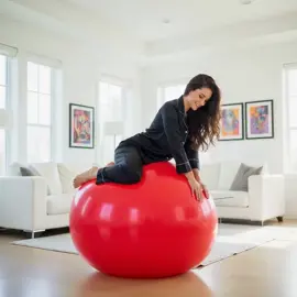 Lounging in the living room #yogaball #workout #bigredball #bouncing #cutie #Lifestyle