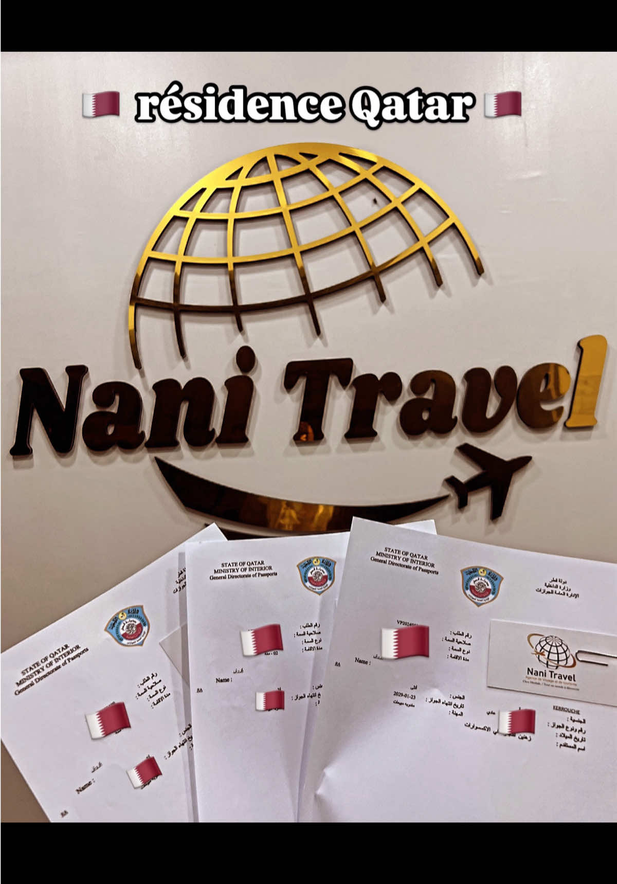 C’est votre chance de résider à          🇶🇦Qatar 🇶🇦  Avec seulement un scan de passeport + photo photo Valable pendant 2 ans ✅ Pour  homme 👨  Femme 👩  🆔 non inclus  Délai de traitement 72 h  Pour plus d’informations veuillez nous contacter par téléphone  📞 : 06 65706774