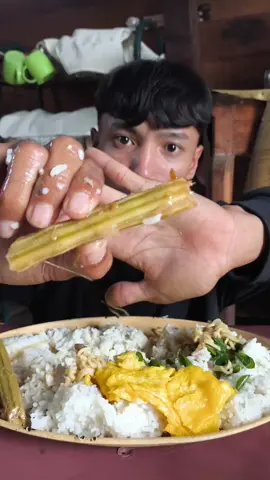 mukbang asmr sederhana dari nasi putih+buah kelor dan telur dadar enak bangeeettt#mukbang