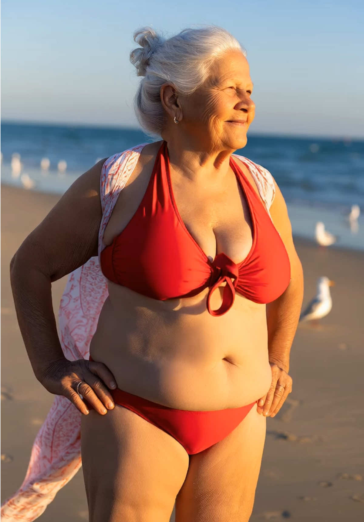 Granny’s running on the beach 🏃‍♀️🏖️👙 #masterfulaiguy #ai #granny #goodmorning #healthy #Fitness #granniesoftiktok #teamwork #peace #Running #on #the #beach #in #her #bikini 