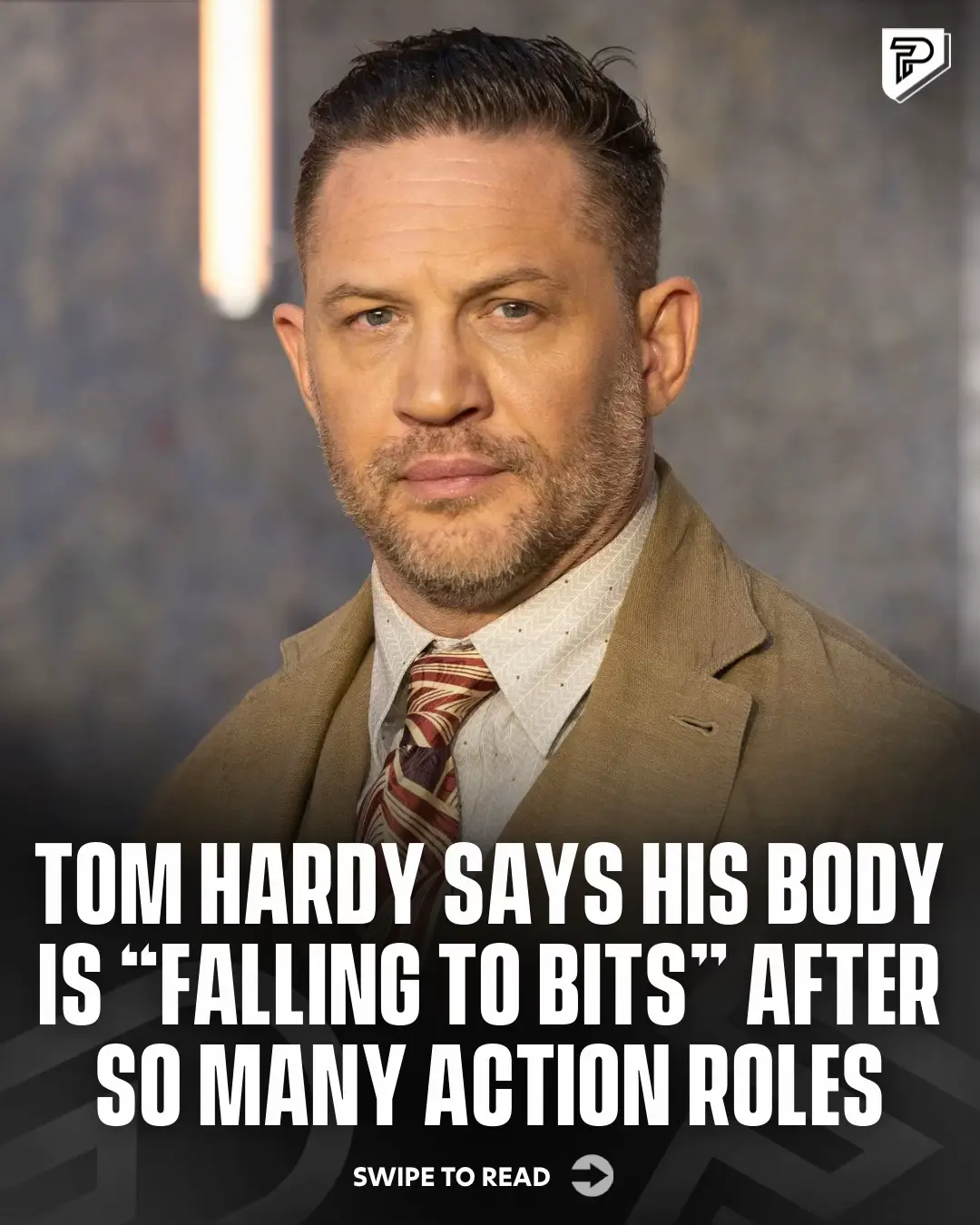 Tom Hardy, 47, recently admitted that his body is “falling to bits” from years of intense action roles. 🎬 Despite this, the actor continues to train hard. 💪 #Pubity #RoadTo18M 