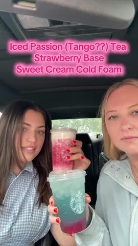 Iced passion tea with strawberry base and sweet cream cold foam. this one’s a winner! @Meg Goldsnider #starbucks #starbucksdrinks #tea #strawberry #drinkorder #starbucksorder #fundrink #Summer #summerdrink 