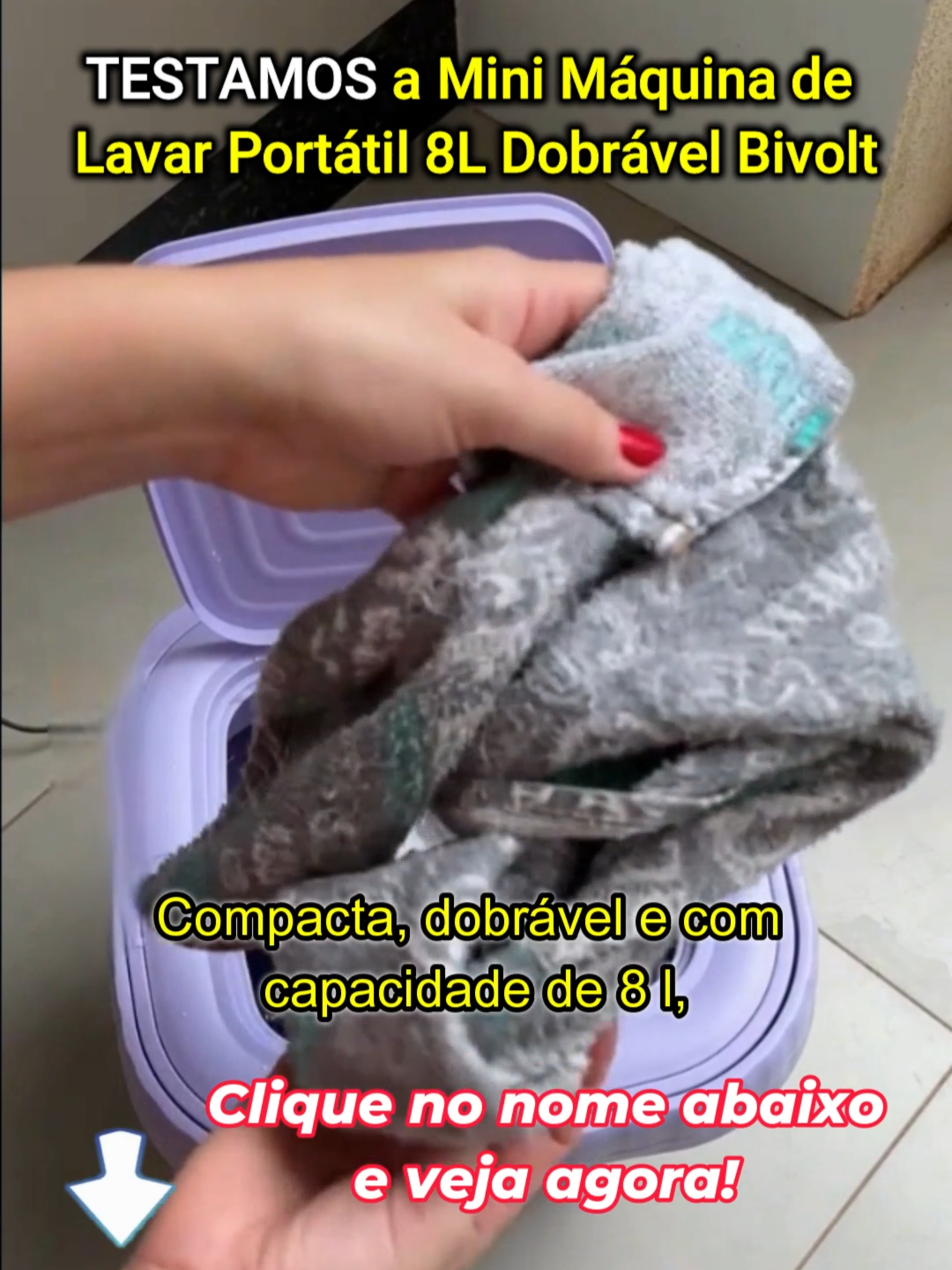 Mini Máquina de Lavar Portátil 8L Dobrável Bivolt – Lava e Seca em Qualquer Lugar! #TikTokShopChegou #tiktokshop