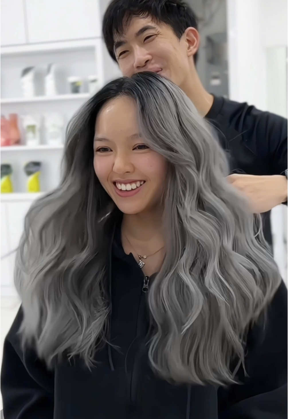 Thick Black Hair to Ash Grey | Results 
