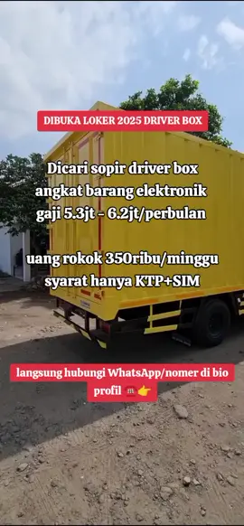 LOKER TERBARU DRIVER BOX DI CARI YANG SUDAH BERPENGALAMAN SIAP KERJA.LANGSUNG HUBUNGI WHATSAPP DI BIO PROFIL 👉☎️  #lokerterbaru #drivermuda #lokerhariini #lokerindonesia #lowongankerja #infoloker #loker #elektronik #angkatbarang #driver_muda_punyacerita #fyp #lewatberanda 
