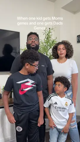 One has mom’s Genes and one has dads 😂.      #mixedfamily #kidsoftiktok #mixedcouple #fyp #relatable 