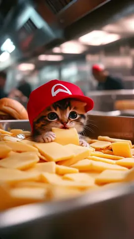 Yummy cheese at cat donalds #McDonalds #cats #cattok #viralvideo #funnyvideo #ai #kittens #cattiktok