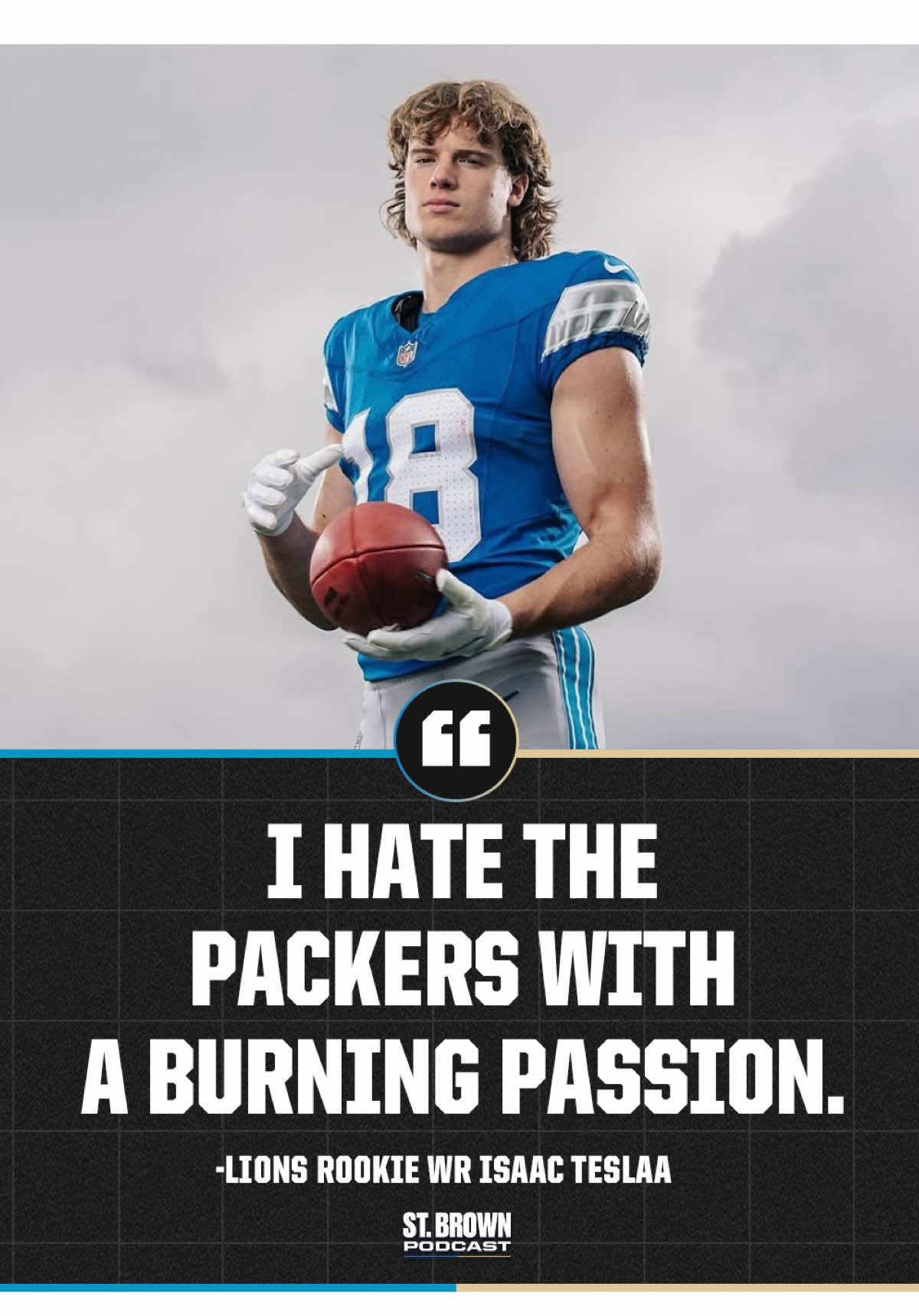 Lions rookie WR Isaac TeSlaa, who grew up a Lions fan, says he hates the Packers “with a burning passion.” Lions vs. Packers week 1 should be a good one 🍿 #nfl #football 