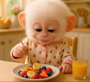Little monkey eating delicious food🥰🐵🥗 #babymonkey #animal #viralvideo #IA #ai #cutepets #babyanimals #animalsoftiktok #PetsOfTikTok #funnyvideos #funnytiktok #cuteanimals #foryourpage #asmr #asmrsounds 