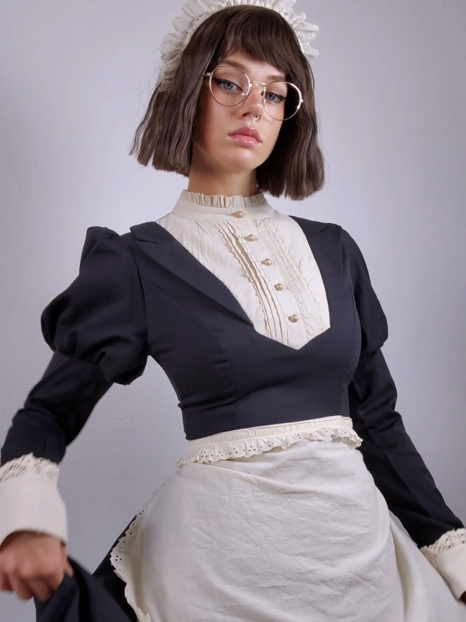 thank you nora fawn for introducing this song to me 😌 (also for always being a style inspo) . . #maid #model #lolitafashion  #blueeyes  #maidcostume 