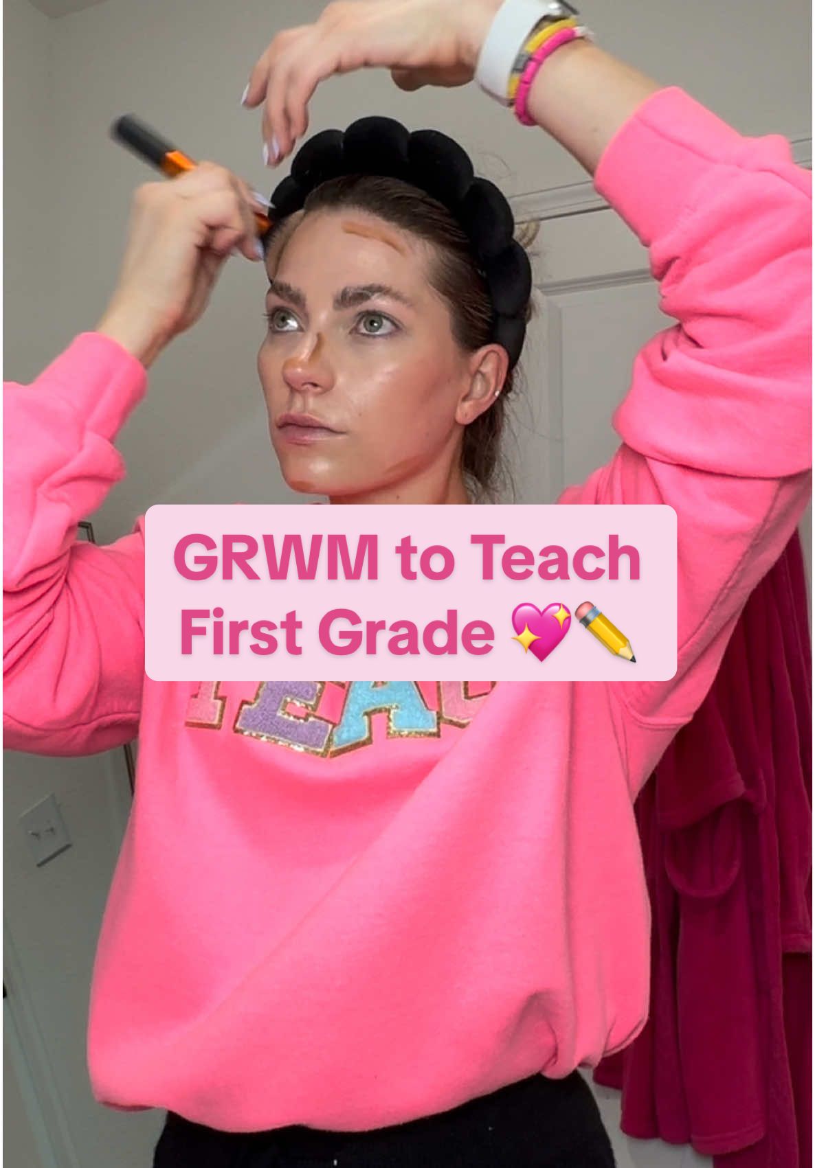 Happy Friday Eve 🫶🏻 GRWM to teach my firsties 💖 #teachersoftiktok #teacher #teacherlife #grwm #ootdfashion #firstgradeteacher @United Monograms @ColourPop Cosmetics @Morphe Cosmetics @elfcosmetics @TULA skincare @essence.cosmetics 