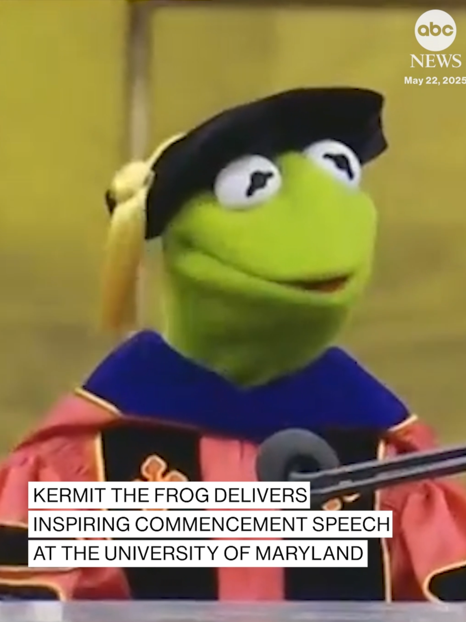 Kermit the Frog delivered an inspiring commencement address on Thursday at the University of Maryland to celebrate the Class of 2025. “Life is better when we leap together,