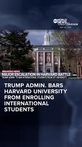 In the #Trump administration’s ongoing battle with #Harvard, #DHS told the university it can no longer enroll international students, leaving nearly 7,000 #international students – a quarter of Harvard’s student body – in limbo. Mary Bruce has more. #WorldNewsTonight #News