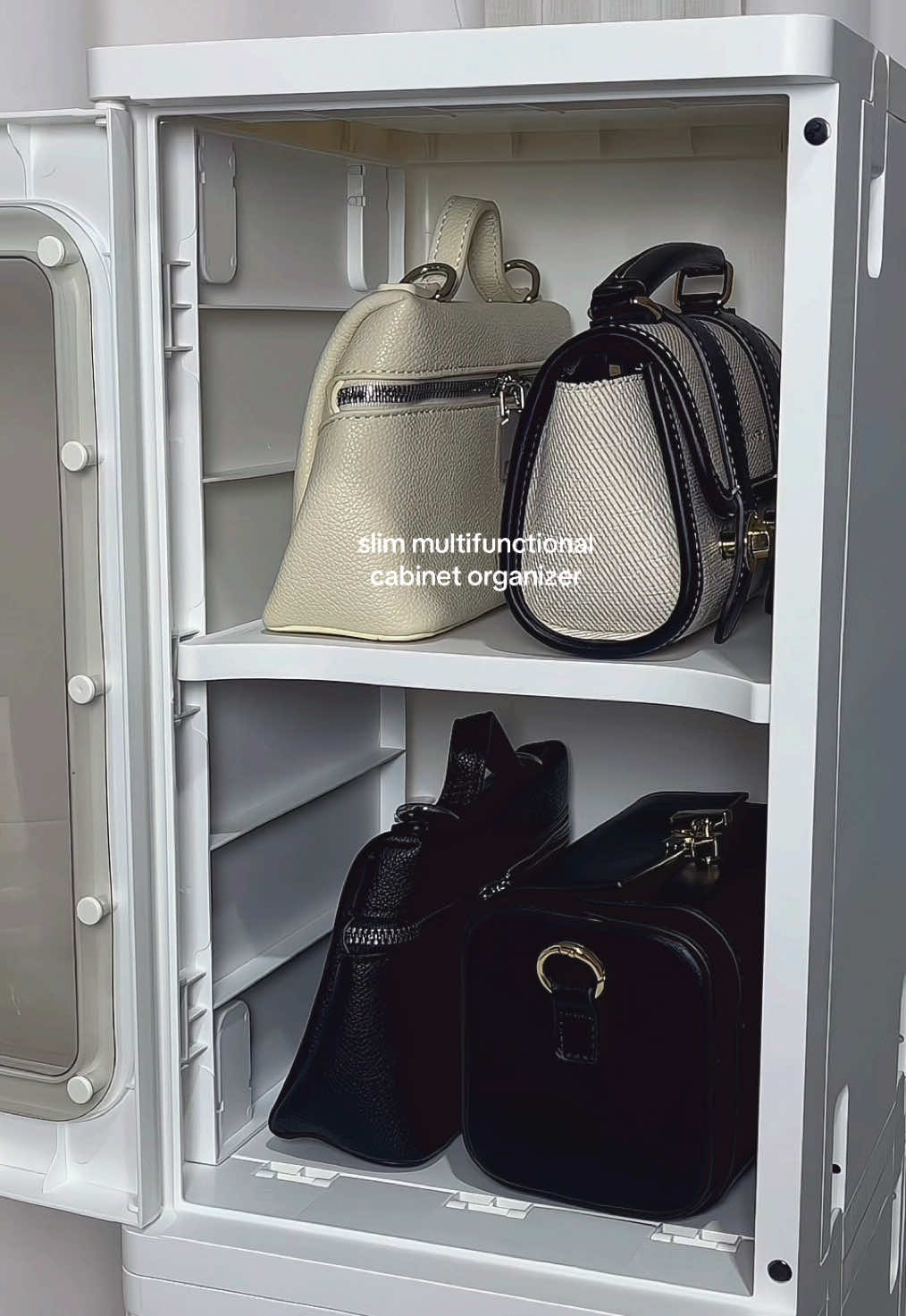 aesthetic slim cabinet organizer with wheels #cabinet #organizer #storagecabinet #storageorganizer #slim 