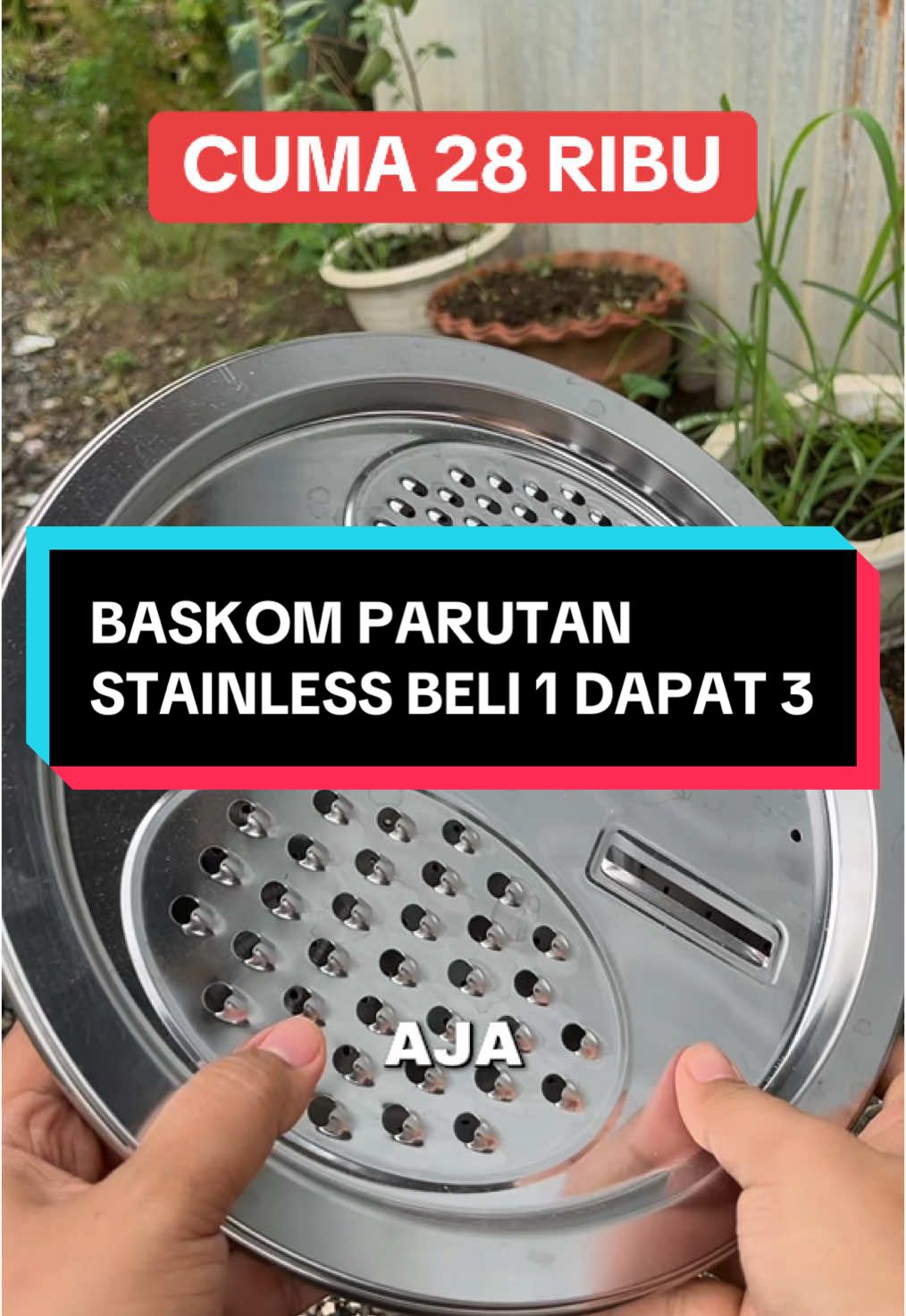 ✨ BASKOM PARUT SERBAGUNA 3IN1! ✨ Parut, saring, dan masak langsung dalam satu alat! Cocok buat kamu yang suka masak praktis dan hemat waktu! 💯 Stainless steel anti karat, tahan panas, dan mudah dibersihkan! Harga cuma 28 ribuan 😱 Wajib punya di dapur kamu! 📦 Ready stock & bisa COD! 🛒 Klik keranjang kuning sekarang sebelum kehabisan! #fyp #baskomparut #alatdapurunik #alatdapurviral #parutanserbaguna #kitchentools #alatdapurmurah #rekomendasitiktok #parutanviral #baskomstainless #tiktokshopindonesia #dapurmama #peralatanrumah #tiktokfyp #viral
