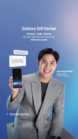 Intip keseruan @jeromepolin98, gimana sih rasanya punya “teman hidup” yang selalu siap bantu apa pun? 😆 Gemini di #GalaxyS25 Series hadir jadi partner setia—nyaman diajak ngobrol, solutif, dan ngerti kamu banget! Mulai dari cari ide, minta saran, sampai rekomendasi, semua bisa dibahas bareng Gemini. Cukup Press, Talk, Done — cepat, satset, dan tanpa batas. Cocok banget buat kamu yang aktif dan serba dinamis! 💬⚡ Pakai kode SAMSUNG25 di Samsung store terdekat dan nikmati promo menariknya. Buruan, promonya cuma sampai akhir Juni! #ItsGalaxyS25 #NoLimitEveryday