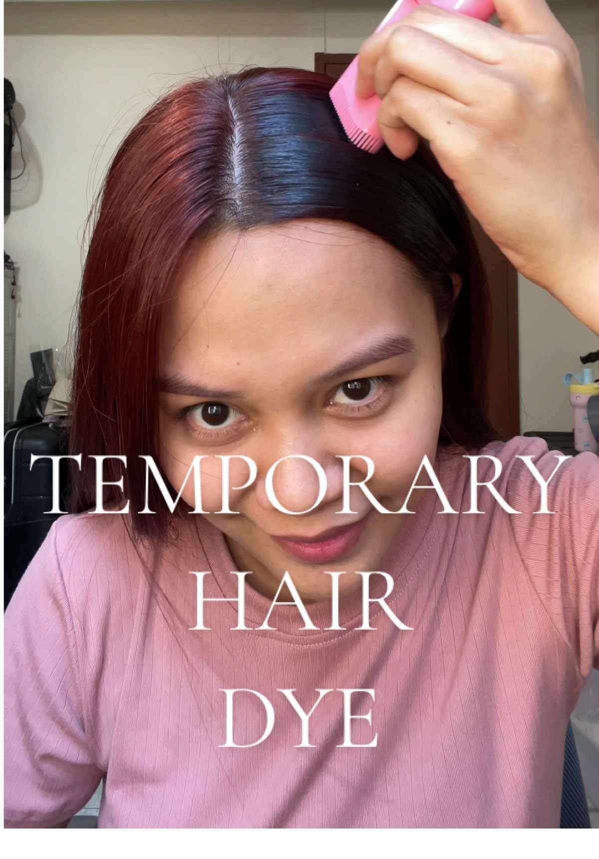 Para sa mga may biglaang lakad at kailangan naka black hair  #hairdye #temporaryhairdye #fypシ゚ 