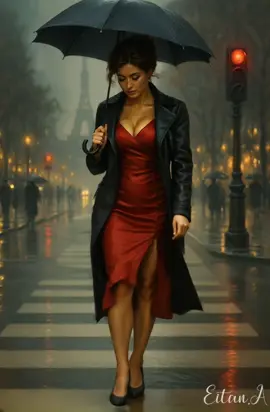 Walking through the rain like a movie scene… 🌧️🎥✨ A mysterious woman, a rainy night in Paris, and a story untold. The way she walks—so calm, so powerful. Would you follow her? #RainyNight #ParisVibes #CinematicWalk #MoodyAesthetic #ElegantWoman #AIArtVideo #UmbrellaInRain #RedDressMagic #WalkingInTheRain #VisualPoetry #ArtInMotion #TikTokArt