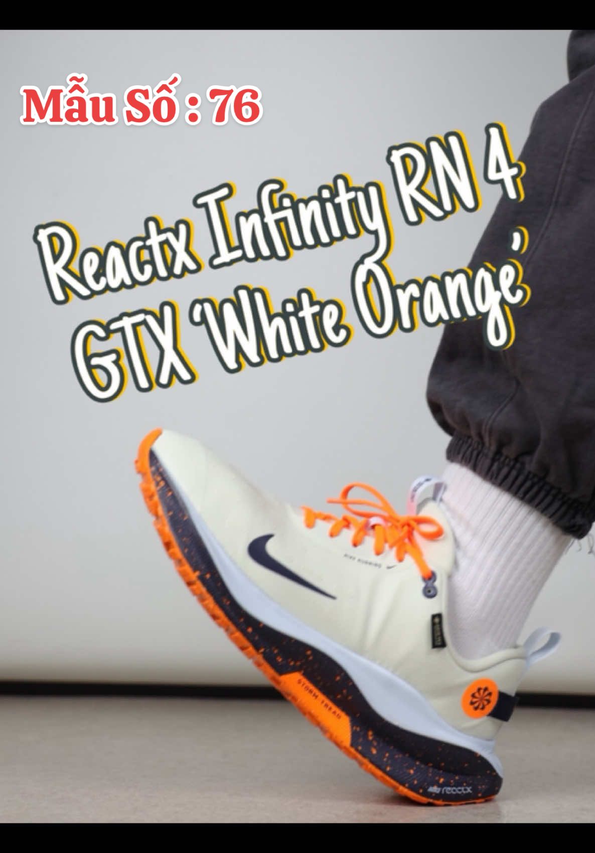 Nike ReactX Infinity RN 4 GTX ‘White Orange’ là lựa chọn lý tưởng cho những ai tìm kiếm một đôi giày chạy bộ kết hợp giữa sự êm ái, ổn định và khả năng chống nước #phamvung #review #sneakers #giaythethao 
